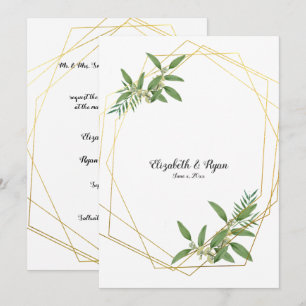 Gold Geometric Eucalyptus Leaves Woodland Invitation