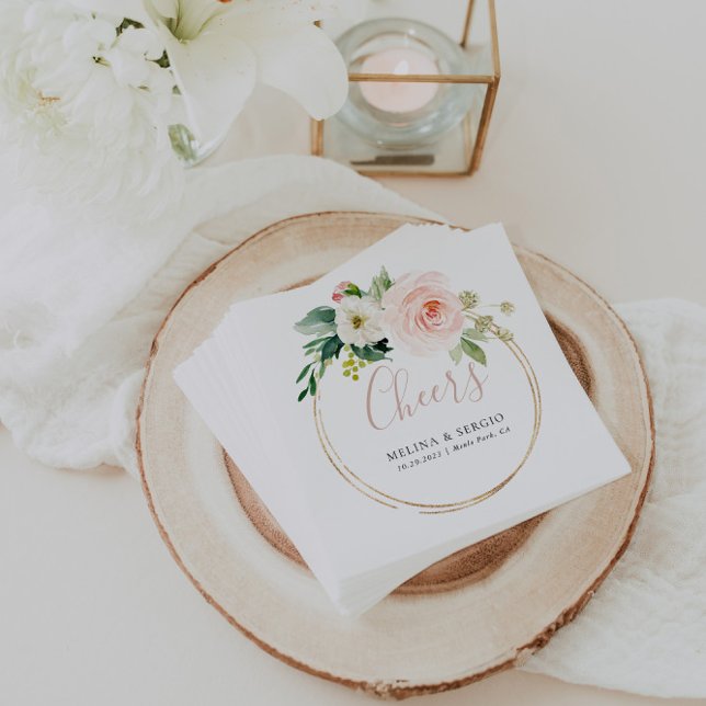 Gold Geometric Fall Flowers Wedding Cheers  Napkin (Creator Uploaded)