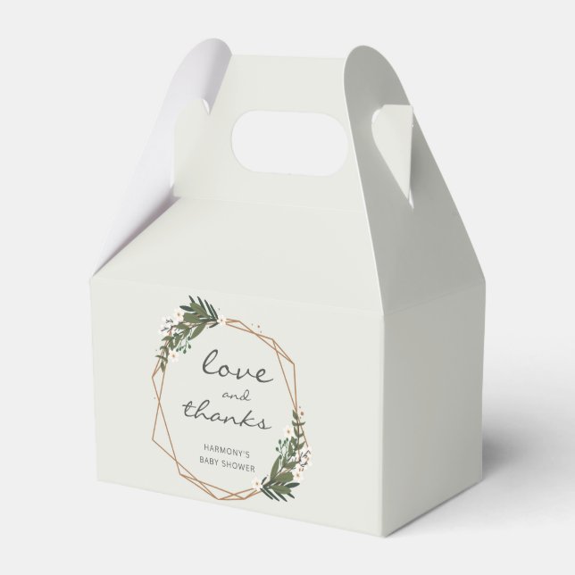Gold Geometric Gender Neutral Baby Shower Favour Box (Front Side)