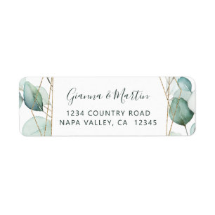Gold Geometric Greenery Foliage Return Address