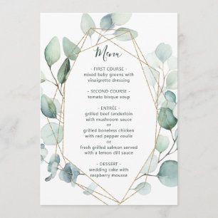 Gold Geometric Greenery Foliage Wedding Menu