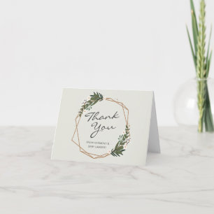 Gold Geometric Greenery Gender Neutral Baby Shower Thank You Card