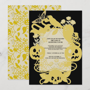 Gold Geometric Halloween Birthday Funny Costume Holiday Card
