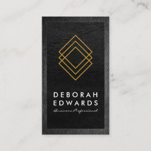 Gold Geometric Icons Business Card
