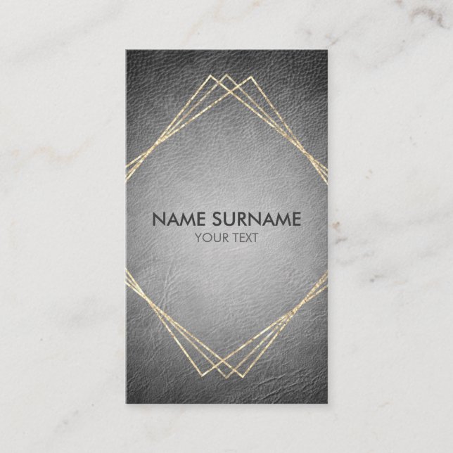 Gold Geometric Leather Vertical Business Card (Front)