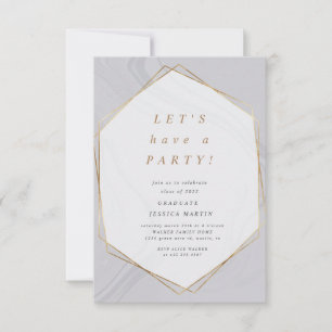 gold geometric marble photo graduation party invitation