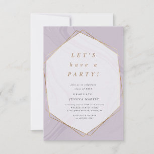 gold geometric marble photo graduation party invitation