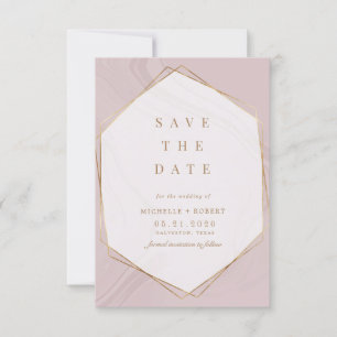 gold geometric marble Photo Save The Date Invitati Invitation