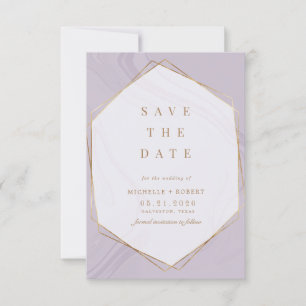 gold geometric marble Photo Save The Date Invitation