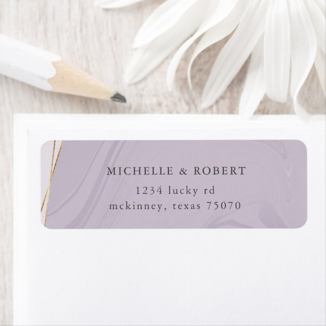 gold geometric marble Return Address Label (Insitu)