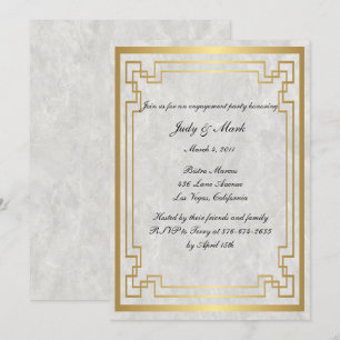 Gold Geometric Marble Wedding Engagement Party Invitation