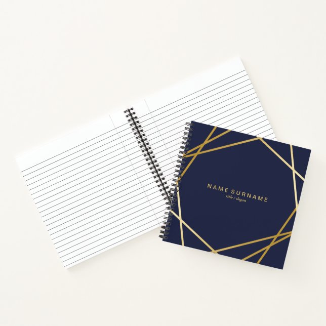 Gold Geometric Midnight Blue 8.5" Spiral NoteBook (Inside)