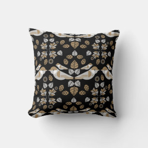 Gold Geometric Modern Abstract Bird Art Cushion