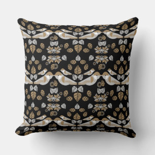 Gold Geometric Modern Abstract Bird Art Cushion