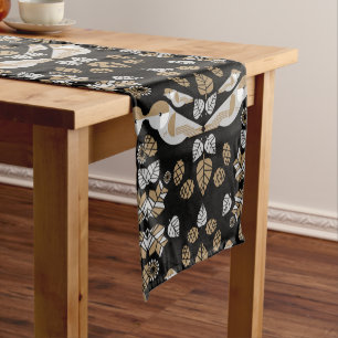 Gold Geometric Modern Abstract Bird Art Short Table Runner