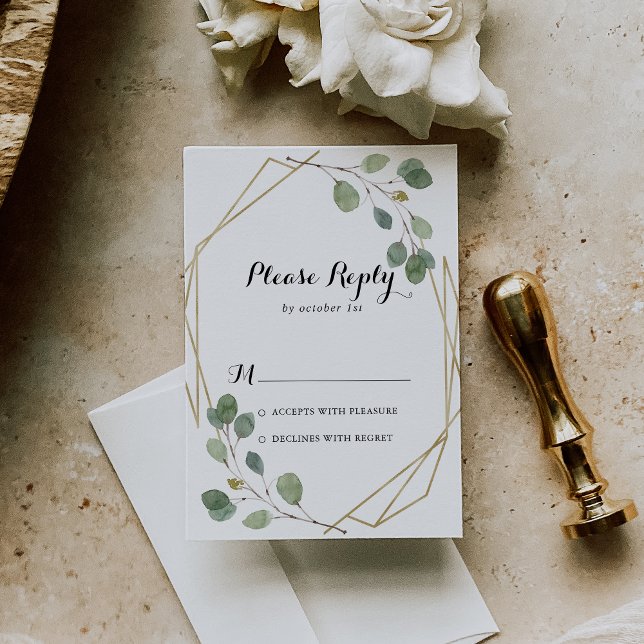 Gold Geometric Modern Calligraphy RSVP (Creator Uploaded)