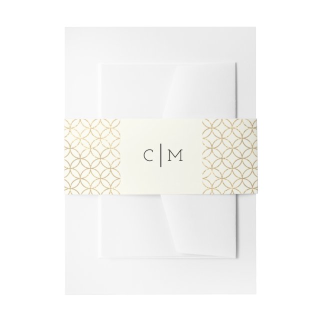 Gold Geometric Modern Wedding Belly Band Invitation Belly Band (Front Example)