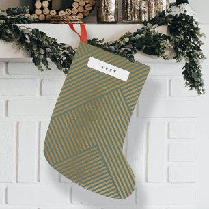 Gold Geometric Pattern Elegant Green Small Christmas Stocking