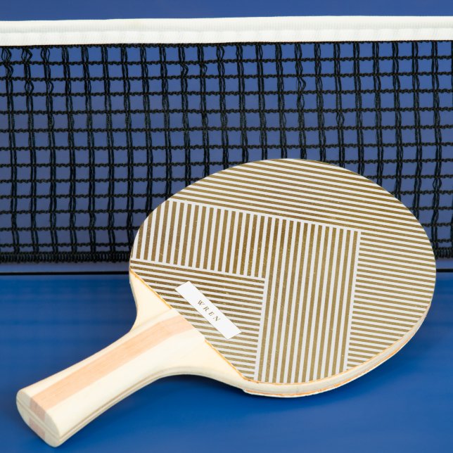 Gold Geometric Pattern Elegant Sophisticated Luxe Ping Pong Paddle (Insitu)
