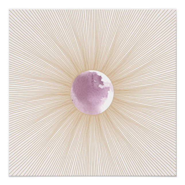 Gold Geometric Purple Moon Cycle Glossy Poster (Front)