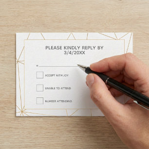 Gold geometric RSVP response Enclosure Card