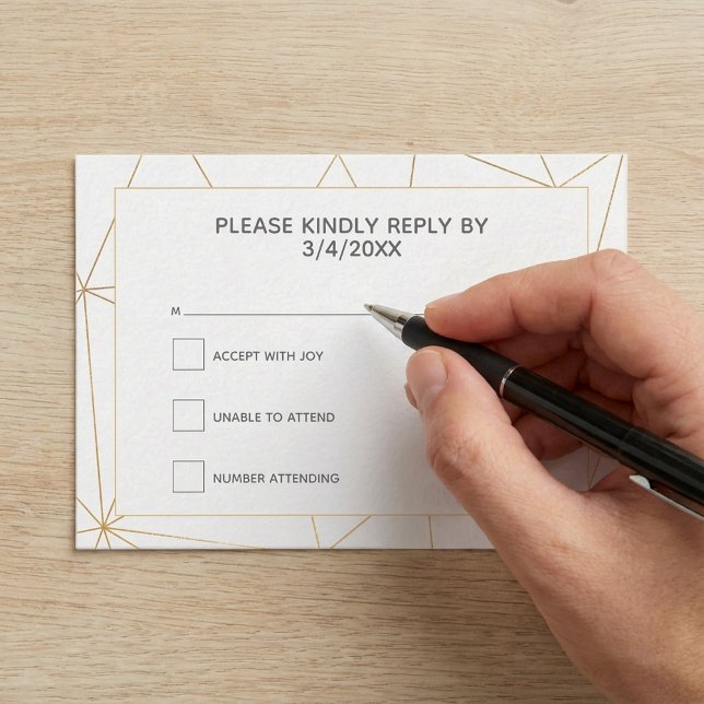 Gold geometric RSVP response Enclosure Card (Gold geometric RSVP response Enclosure Card.)