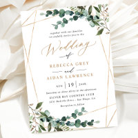 Gold Geometric Rustic Watercolor Greenery Wedding