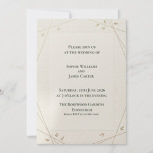Gold Geometric Sage Wedding Invitation
