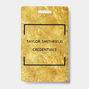 gold geometric square modern trendy badge lanyard ID badge