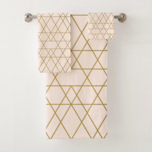 Gold Geometric Stripes  Bath Towel Set