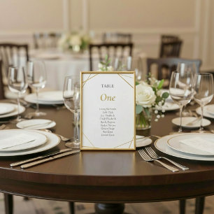 Gold geometric Table Number Seating Chart