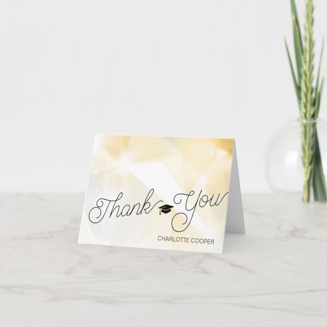 Gold Geometric Thank You Personalised Card (Front)