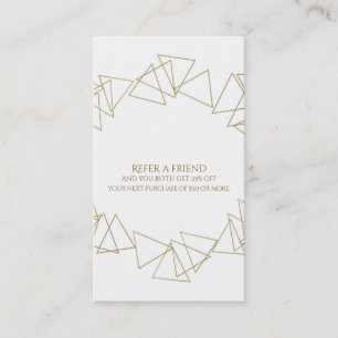 Gold Geometric Triangles Modern Glam Refer Friend Referral Card