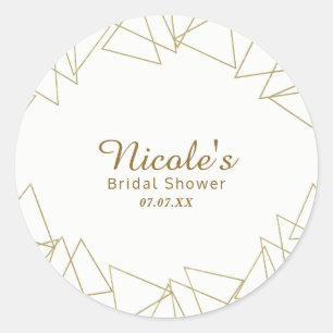 Gold Geometric Triangles Modern Glamour Chic Party Classic Round Sticker