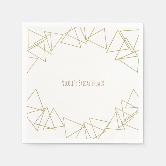 Gold Geometric Triangles Modern Glamour Chic Party Napkin (Front)