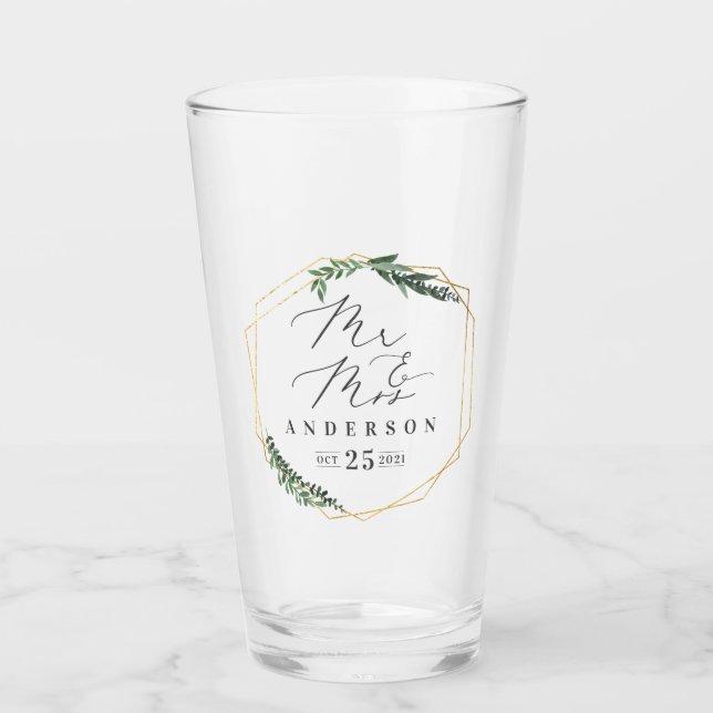 gold geometric watercolor foliage glass (Front)