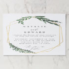 gold geometric watercolor greenery