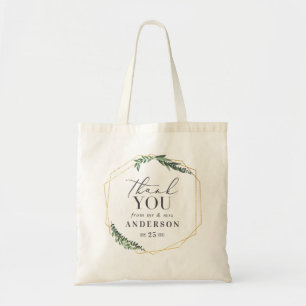 Gold Geometric watercolor greenery Tote Bag