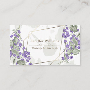 Gold geometric watercolor leafy flower frame       business card