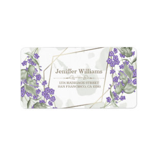 Gold geometric watercolor leafy flower frame label