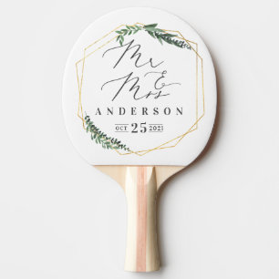 gold geometric watercolor ping pong paddle