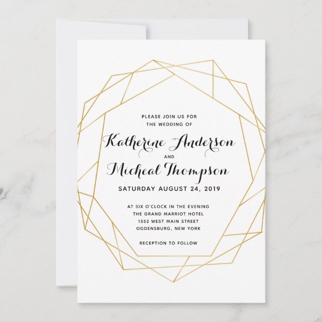 Gold Geometric Wedding Invitation (Front)