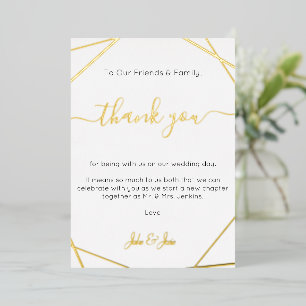 Gold geometric Wedding thank you Table Card