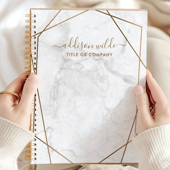 Gold Geometric White Marble Abstract Business Planner (Creator Uploaded)