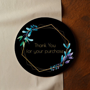 Gold geometric wreath, Thank you for your purchase Classic Round Sticker