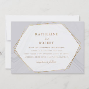 gold geomtric marble Wedding Invitation
