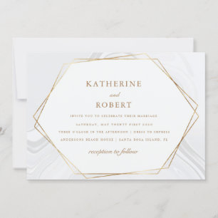 gold geomtric marble Wedding Invitation