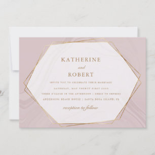 gold geomtric marble Wedding Invitation