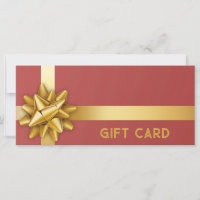 Gold Gift Bow Satin Ribbon Trendy Red Gift Card