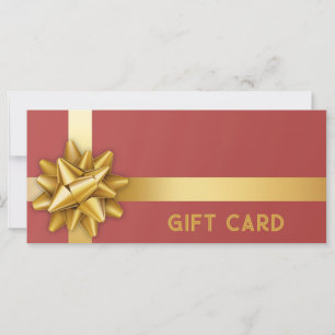 Gold Gift Bow Satin Ribbon Trendy Red Gift Card